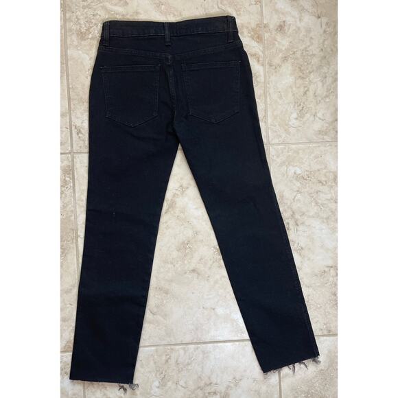 Free People black size 24 jeans denim straight crop raw hem small NWOT high rise - Picture 2 of 3